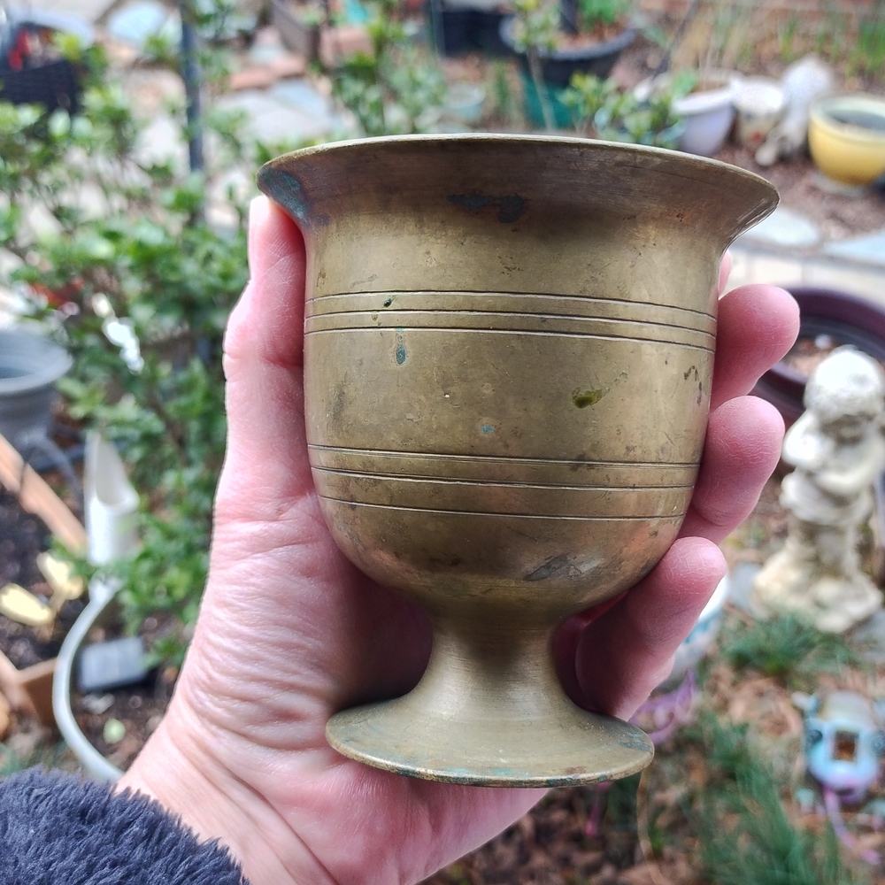 Antique Brass Mortar Solid Heavy Bronze Apothecary Tool